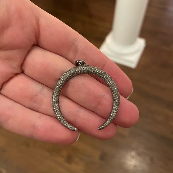 Diamond and Black Rhodium Crescent Horn Pendant by the Jen Collection - Picture 13 of 14